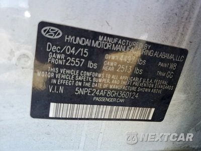 Zdjęcie 12 z 12 samochodu: 2016 HYUNDAI SONATA SE VIN:5NPE24AF8GH360124 - miniatura