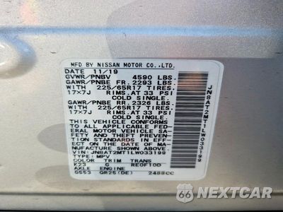 Zdjęcie 13 z 13 samochodu: 2020 NISSAN ROGUE S VIN:JN8AT2MT1LW033199 - miniatura
