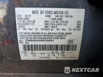 Zdjęcie 13 z 13 samochodu: 2022 FORD EXPLORER TIMBERLINE VIN:1FMSK8JH0NGC09030 - miniatura