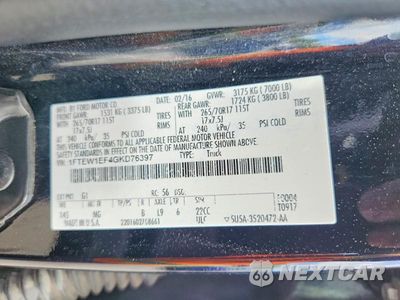 Zdjęcie 12 z 12 samochodu: 2016 FORD F150 SUPERCREW VIN:1FTEW1EF4GKD76397 - miniatura