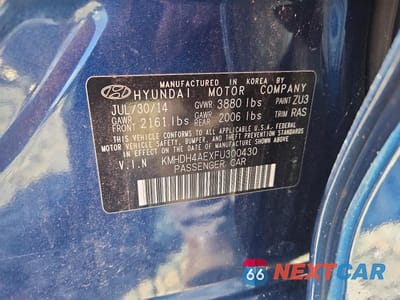 Zdjęcie 12 z 12 samochodu: 2015 HYUNDAI ELANTRA SE VIN:KMHDH4AEXFU300430 - miniatura