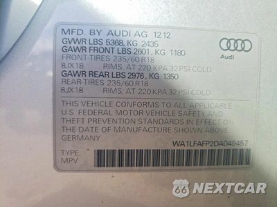 Zdjęcie 13 z 13 samochodu: 2013 AUDI Q5 PREMIUM PLUS VIN:WA1LFAFP2DA049457 - miniatura