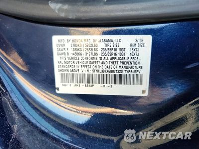 Zdjęcie 13 z 13 samochodu: 2006 HONDA ODYSSEY EXL VIN:5FNRL387X6B071220 - miniatura
