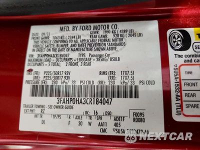Zdjęcie 13 z 13 samochodu: 2012 FORD FUSION SE VIN:3FAHP0HA3CR184047 - miniatura