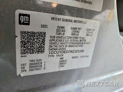 Zdjęcie 12 z 12 samochodu: 2022 CHEVROLET SILVERADO LTD K1500 LT VIN:1GCUYDED7NZ101195 - miniatura