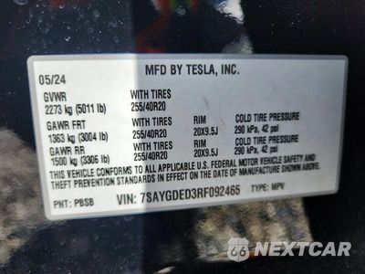 Zdjęcie 13 z 13 samochodu: 2024 TESLA MODEL Y VIN:7SAYGDED3RF092465 - miniatura