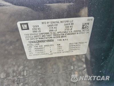 Zdjęcie 13 z 13 samochodu: 2016 CHEVROLET EQUINOX LT VIN:1GNALCEK6GZ105839 - miniatura