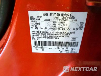 Zdjęcie 13 z 13 samochodu: 2007 FORD EDGE SEL VIN:2FMDK48C17BA79216 - miniatura