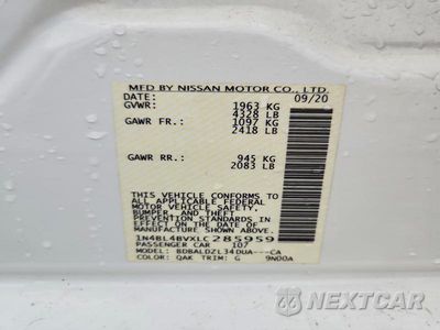 Zdjęcie 12 z 12 samochodu: 2020 NISSAN ALTIMA S VIN:1N4BL4BVXLC285959 - miniatura