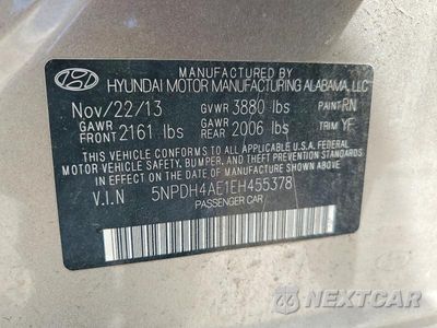 Zdjęcie 12 z 12 samochodu: 2014 HYUNDAI ELANTRA SE VIN:5NPDH4AE1EH455378 - miniatura