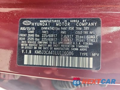 Zdjęcie 14 z 14 samochodu: 2020 HYUNDAI TUCSON VALUE VIN:KM8J3CA41LU116086 - miniatura