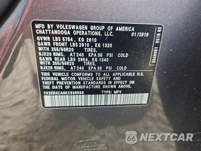 Zdjęcie 13 z 13 samochodu: 2019 VOLKSWAGEN ATLAS SEL VIN:1V2ER2CA5KC538558 - miniatura