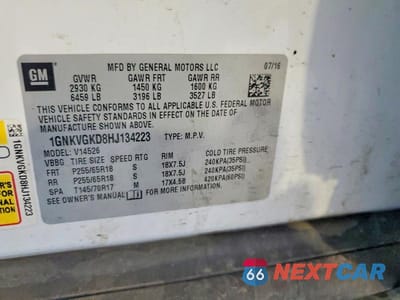 Zdjęcie 13 z 13 samochodu: 2017 CHEVROLET TRAVERSE LT VIN:1GNKVGKD8HJ134223 - miniatura