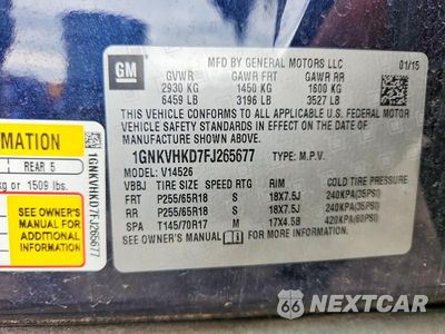 Zdjęcie 13 z 13 samochodu: 2015 CHEVROLET TRAVERSE LT VIN:1GNKVHKD7FJ265677 - miniatura