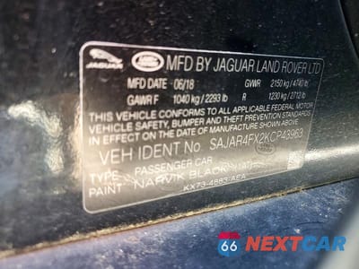 Zdjęcie 12 z 12 samochodu: 2019 JAGUAR XE VIN:SAJAR4FX2KCP43963 - miniatura
