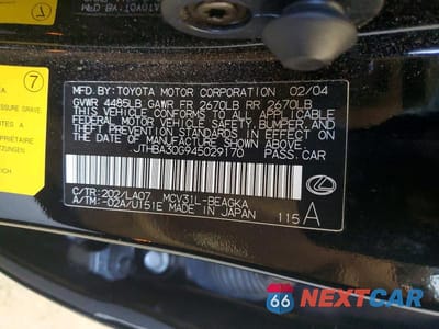 Zdjęcie 12 z 12 samochodu: 2004 LEXUS ES 330 VIN:JTHBA30G945029170 - miniatura
