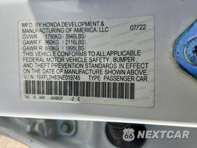 Zdjęcie 13 z 13 samochodu: 2022 HONDA CIVIC SPORT VIN:19XFL2H83NE019745 - miniatura
