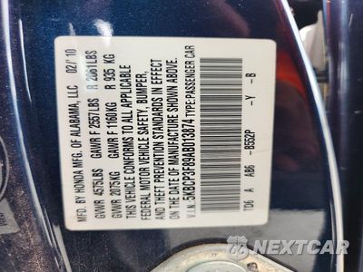 Zdjęcie 13 z 13 samochodu: 2010 HONDA ACCORD EXL VIN:5KBCP3F89AB013874 - miniatura