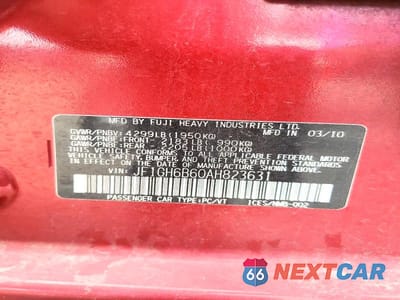 Zdjęcie 12 z 12 samochodu: 2010 SUBARU IMPREZA 2.5I PREMIUM VIN:JF1GH6B60AH823631 - miniatura