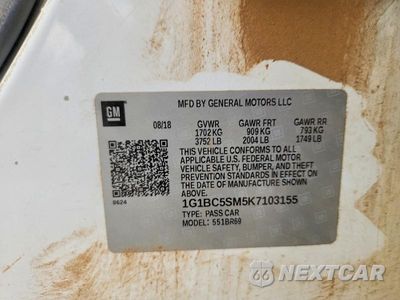 Zdjęcie 12 z 12 samochodu: 2019 CHEVROLET CRUZE LS VIN:1G1BC5SM5K7103155 - miniatura