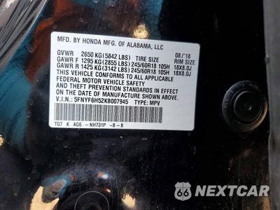 Zdjęcie 13 z 13 samochodu: 2019 HONDA PILOT EXL VIN:5FNYF6H52KB007945 - miniatura