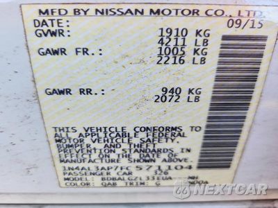 Zdjęcie 12 z 12 samochodu: 2015 NISSAN ALTIMA 2.5 S VIN:1N4AL3AP7FC571104 - miniatura