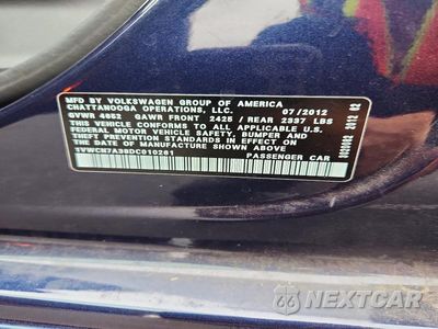 Zdjęcie 12 z 12 samochodu: 2013 VOLKSWAGEN PASSAT SEL VIN:1VWCN7A38DC010261 - miniatura