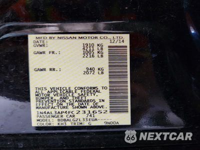 Zdjęcie 12 z 12 samochodu: 2015 NISSAN ALTIMA 2.5 S VIN:1N4AL3AP4FC231652 - miniatura