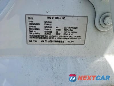 Zdjęcie 13 z 13 samochodu: 2022 TESLA MODEL Y VIN:7SAYGDEE5NF481515 - miniatura
