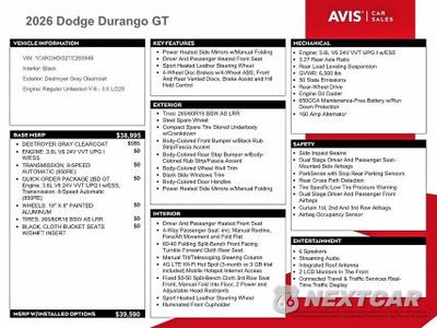 Zdjęcie 13 z 14 samochodu: 2026 DODGE DURANGO GT VIN:1C4RDHDG2TC203945 - miniatura