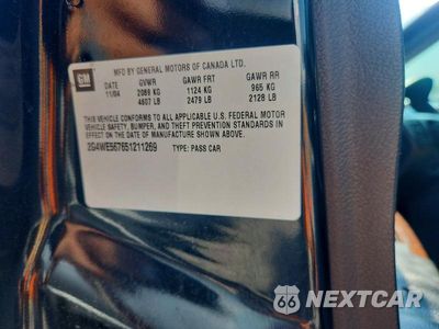 Zdjęcie 12 z 12 samochodu: 2005 BUICK LACROSSE VIN:2G4WE567651211269 - miniatura