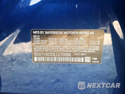 Zdjęcie 12 z 12 samochodu: 2020 BMW X3 SDRIVE30I VIN:5UXTY3C03LLU70088 - miniatura