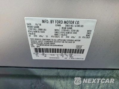 Zdjęcie 13 z 13 samochodu: 2019 FORD EXPLORER XLT VIN:1FM5K8D81KGA44044 - miniatura