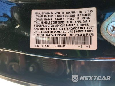 Zdjęcie 12 z 12 samochodu: 2015 HONDA CIVIC LX VIN:19XFB2F54FE095858 - miniatura