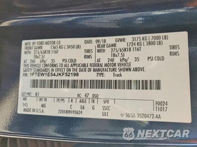 Zdjęcie 12 z 12 samochodu: 2018 FORD F150 SUPERCREW VIN:1FTEW1E54JKF52198 - miniatura