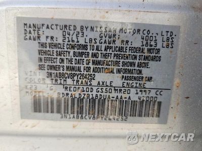 Zdjęcie 13 z 13 samochodu: 2023 NISSAN SENTRA SV VIN:3N1AB8CV8PY264252 - miniatura