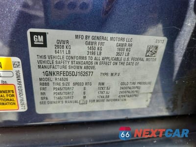 Zdjęcie 13 z 13 samochodu: 2013 CHEVROLET TRAVERSE LS VIN:1GNKRFED5DJ162677 - miniatura