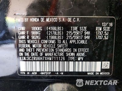 Zdjęcie 13 z 13 samochodu: 2017 HONDA HR-V EXL VIN:3CZRU6H7XHM711126 - miniatura