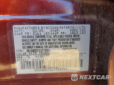 Zdjęcie 13 z 13 samochodu: 2020 NISSAN SENTRA SV VIN:3N1AB8CV1LY215341 - miniatura