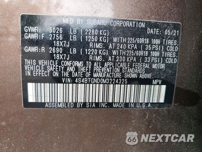 Zdjęcie 12 z 12 samochodu: 2021 SUBARU OUTBACK LIMITED XT VIN:4S4BTGND0M3224325 - miniatura