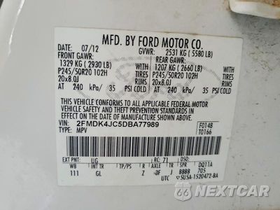 Zdjęcie 12 z 12 samochodu: 2013 FORD EDGE SEL VIN:2FMDK4JC5DBA77989 - miniatura