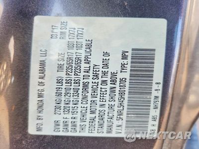 Zdjęcie 12 z 12 samochodu: 2017 HONDA ODYSSEY EX VIN:5FNRL5H45HB018705 - miniatura