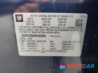 Zdjęcie 12 z 12 samochodu: 2015 CHEVROLET EQUINOX LT VIN:2GNFLFEK9F6430342 - miniatura