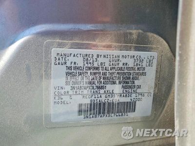 Zdjęcie 12 z 12 samochodu: 2013 NISSAN SENTRA S VIN:3N1AB7APXDL766851 - miniatura
