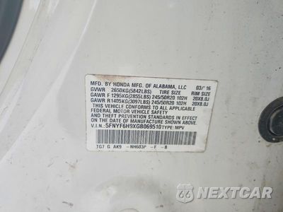 Zdjęcie 13 z 13 samochodu: 2016 HONDA PILOT TOURING VIN:5FNYF6H9XGB069510 - miniatura