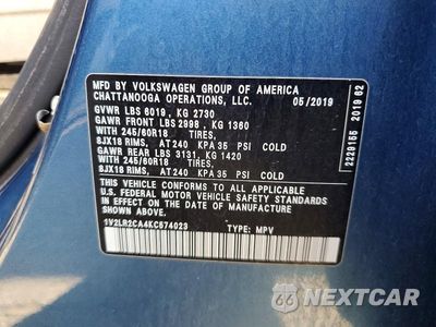 Zdjęcie 13 z 13 samochodu: 2019 VOLKSWAGEN ATLAS SE VIN:1V2LR2CA4KC574023 - miniatura