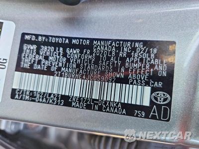 Zdjęcie 12 z 12 samochodu: 2018 TOYOTA COROLLA XLE VIN:2T1BURHE4JC059092 - miniatura