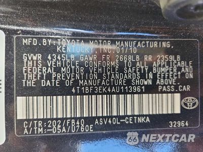 Zdjęcie 13 z 13 samochodu: 2010 TOYOTA CAMRY LE VIN:4T1BF3EK4AU113961 - miniatura