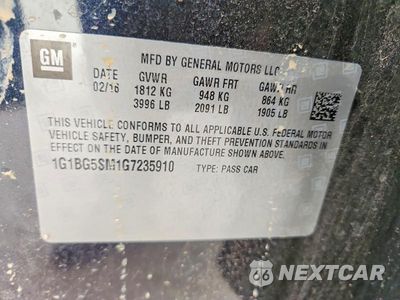 Zdjęcie 12 z 12 samochodu: 2016 CHEVROLET CRUZE PREMIER VIN:1G1BG5SM1G7235910 - miniatura