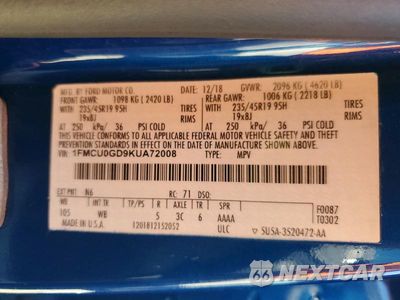 Zdjęcie 14 z 14 samochodu: 2019 FORD ESCAPE SE VIN:1FMCU0GD9KUA72008 - miniatura